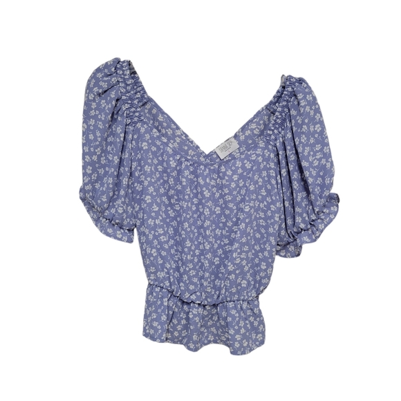 2 Sienna Sky women's peasant blouses floral off shoulder smocked size Large NWOT - Picture 7 of 14